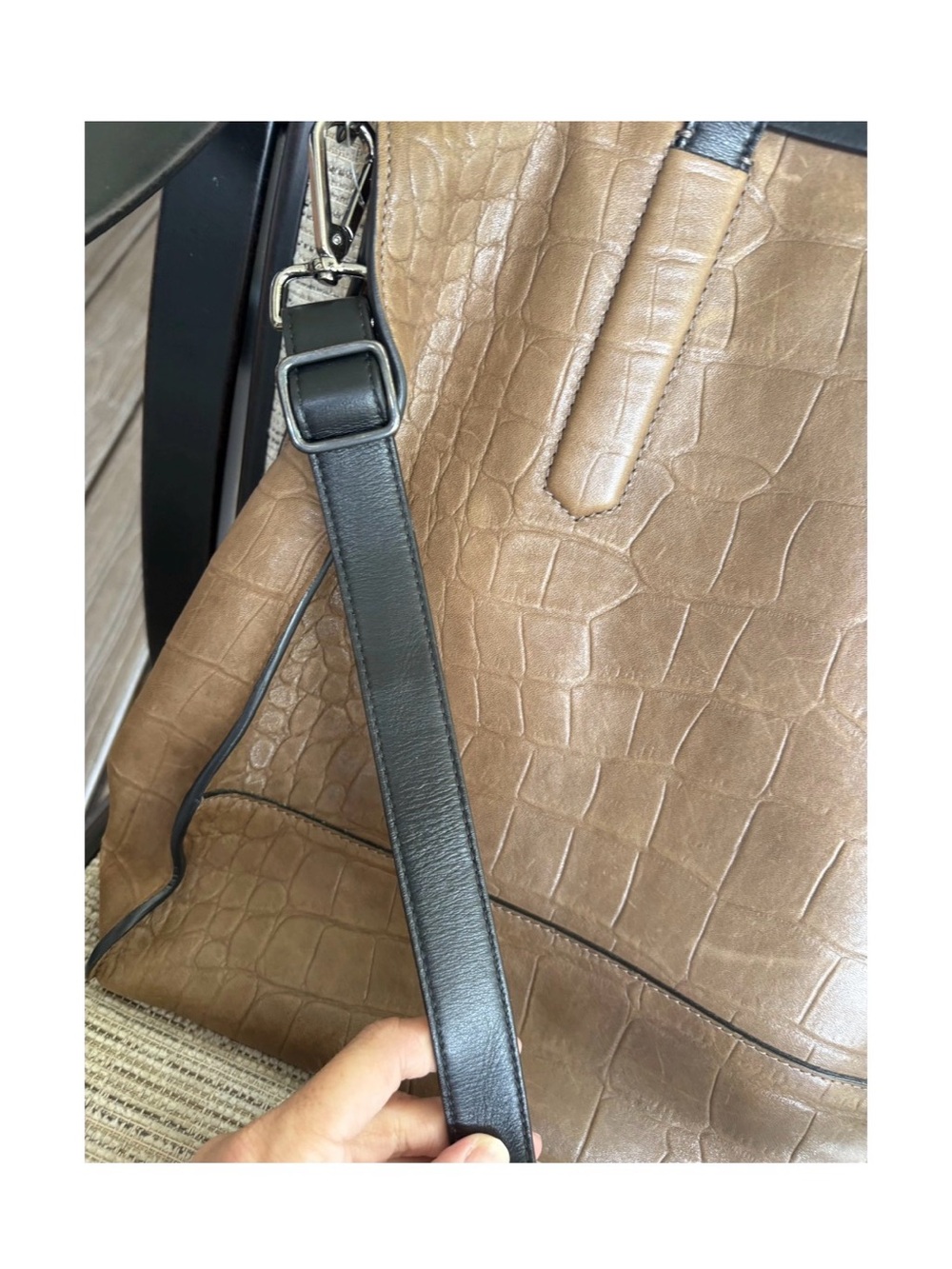 Jimmy Choo Pimlico N/S Convertible Tote Bag Cognac Croc Embossed Leather Work - Picture 8 of 12